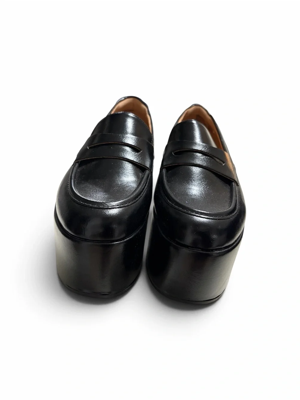 Scoop Black Platform Penny Loafers Chunky Heel 6.5